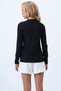Women's Black V-Neck Wide Cuff Brooch Accessory Seasonal Ottoban Blouse Alc-X14339 - 5