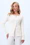 Beige Wide Cuff Blouse with Stitching Detail and Front Buttons Alc-X14400 - 2