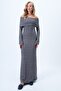 Anthracite Madonnayaka Soft Textured Long Dress Alc-X14380 - 5