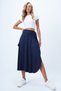 Navy Blue Asymmetrical Cut Waist-Tie Faux Suede Skirt Alc-X14426 - 2