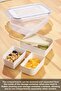 Rectangular 3-Compartment Portable Storage Container with Lid - Breakfast Diet and Lunch Box - 3