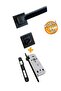 Luxury New Dikmen with Square Badge (Banyo-Wc) Door Handle & Black Door Lock Set of 2 Lever Lock Suit