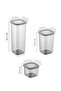 Set of 24 Poly Square Food Storage Containers with Labels 8X(0.55 Liter, 1.2 Liter, 1.75 Liter) Anthracite - 8