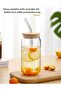 Heat Resistant - Wooden Bubble Tea and Borosilicate Cup with Glass Straw Coffee Presentation