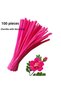 100 Pieces Dark Pink Chenille, Feathered Wire Suitable for Flower Making, 30 cm 6 mm