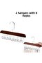 2 Pcs 8-Hook Brown Wooden Clothes Scarf Tie Belt Bag Hanger Mit1220