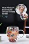 Set of 2 Double Walled Flower Cups Coffee Tea Cup Flower Cup 350ml Handmade Glass Cup with Handle - 3