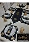 Runner/Place Placemat/25 Pieces/Persons 8/Food Presentation Set/Gold Gold on Black Velvet - 2