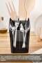 3 Compartment Countertop Cutlery Holder - Spoon Knife Stand with Removable Compartments Kitchen Organizer Black - 3