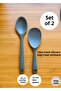 Set of 2 Silicone Spoons Gray |   Fireproof Non-Stick Heat Resistant |   Serving Pilaf Spoon 28 cm - 22 cm - 2
