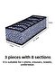 Set of 3 Dark Blue 8 Compartment Cabinet Drawer Accordion Folding Laundry Organizer - 2