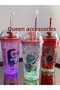 Imported 3D Moving Sequin Starbucks Style Large Straw Water Drink Bottle Water Bottle Flask Mug Dinosaur - 3