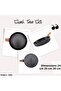 Premium Bio Granite Aluminum Die-Cast Nisch Pan Set (Black-Dark Wood Handle)