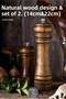 Set of 2 (14+22cm) Natural Wooden Black Pepper Salt Coffee Spice Grinder Mill Salt Shakers Pepper Shakers - 2