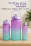 Set of 3 Motivational Water Bottles - Daily Sports Camping Water Bottle Water Bottle with Straw