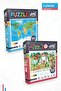 2-Piece Children's Puzzle - 100 Pieces Animal World Map and 50 Pieces Magic Unicorn