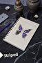 Butterfly Themed Wooden Cover Notebook - Lined Notebook - Agenda - School Notebook (A5 - 120 Pages)