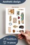 Vintage Traveler Sticker Set, Large Size, 14 Pieces Waterproof, Sticker Set, Laptop, Phone, Suitcase - 3