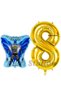 Batman Concept 8 Years Old Balloon Set Batman Bat and Gold Number Balloon Birthday Balloon Set