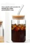 2-Piece Heat-Resistant Glass Straw and Wooden Lid Bubble Tea and Borosilicate Cup Coffee Presentation - 4