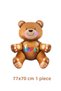 Cute Teddy Bear Birth Set - Brown Teddy Bear, Brown Number Foil Balloon, Brown Heart, Age 3 - 3