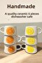 Handmade Set of 6 Lemon and Orange Patterned Ceramic Mug - 2