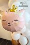 Pink Cat Foil Balloon with Gold Crown - 2