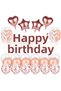 Rose Gold Happy Birthday Foil Balloon Heart Starry Birthday Party Set Ornament