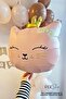 Pink Cat Foil Balloon with Gold Crown - 4