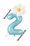 Blue Number and White Daisy Foil Balloon Set Age 2