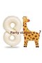 8 Year Old Safari Giraffe Balloon Set - Cute and Cream Colored Number Balloon