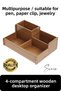 Special Production 4 Compartment Table Top Wooden Pen Paper Paper Clip Jewelry Organizer Organizer Box Office Desk
