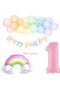 MAKARON BIRTHDAY CONCEPT SET MAKARON BALLON CHAIN RAINBOW FOIL BALLON FIGURE BALLON BANNER - 4