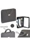 A4 Black Leather Secretary's Notepad with Magnetic Secretary Zipper File Cover and Calculator - 5