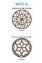 Set of 12 Two Kinds of Patterned Round Coasters - 10X10 cm Raw Mdf