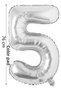 Foil Balloon 5 Number Helium Balloon 76 cm Silver - 5 Year Old Balloon - 34 Inch - 5 Number Balloon