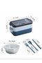 Stainless Steel Food Bowl Thermal Insulated 3 Layers Food Thermos Office Camping Lunchbox Blue - 7