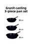 Imza Granite Cast Iron 3-Piece Pan Set Black Wooden Handle 20/24/28cm - 3