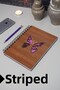Butterfly Themed Wooden Cover Notebook - Lined Notebook - Agenda - School Notebook (A5 - 120 Pages)