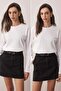 Beyaz-Beyaz 2'li Paket %100 Süprem Oversize/Geniş Kesim Örme T-Shirt TWOAW25TS00004 - 4