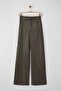 Haki Relaxed/Rahat Straight/Boru Paça Dikiş Detaylı Örme Deri Pantolon TWOAW25PL00068 - 6