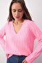 Wardrobe Essentials Pembe Yumuşak Dokulu Fitilli Triko Kazak TWOAW26KZ00078