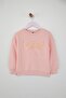 Pudra Pamuklu Fiyonklu Kalın/İçi Polarlı Bisiklet Yaka Örme Kız Çocuk Sweatshirt TKDAW26SW00026 - 2