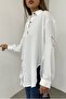 Women's Cotton Fabric Emblem Design Oversize White Shirt 12200 - 2