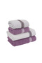 4-Piece Cotton Bath - Hand Towel Set Elvin 70X140Cm X2 / 50X90Cm X2 Lilac - White - 2