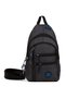 Linen Fabric Cross-Cross Chest, Shoulder and Waist Bag with Ears and USB Port, Black. Multifunctional - 2