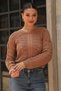 Round Crew Neck Long Sleeve Hair Braided Openwork Hole Detailed Winter Knitwear Sweater - 3
