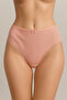 Waist Elastic Leg Lace Perforated Ribbed Panties Set of 5 - 5