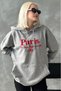 Gray Oversize Hooded Women's Sweatshirt Sh190 - 6