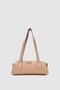 Nalya Wrinkled Textured Zippered Patent Leather Hand and Shoulder Bag Mink